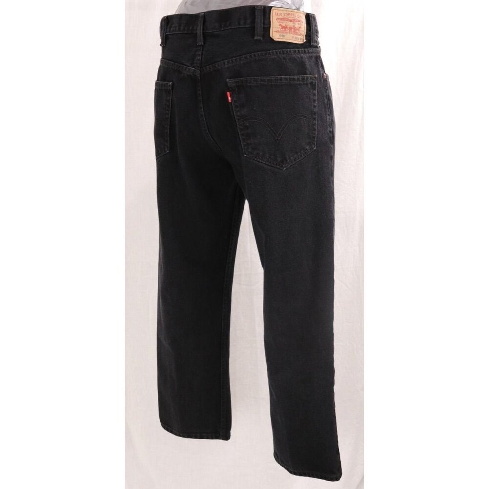 Levis 550 Jean Men 38 x 30 Grunge Black Relaxed Fit Straight Leg Goth Denim VTG - Picture 8 of 13